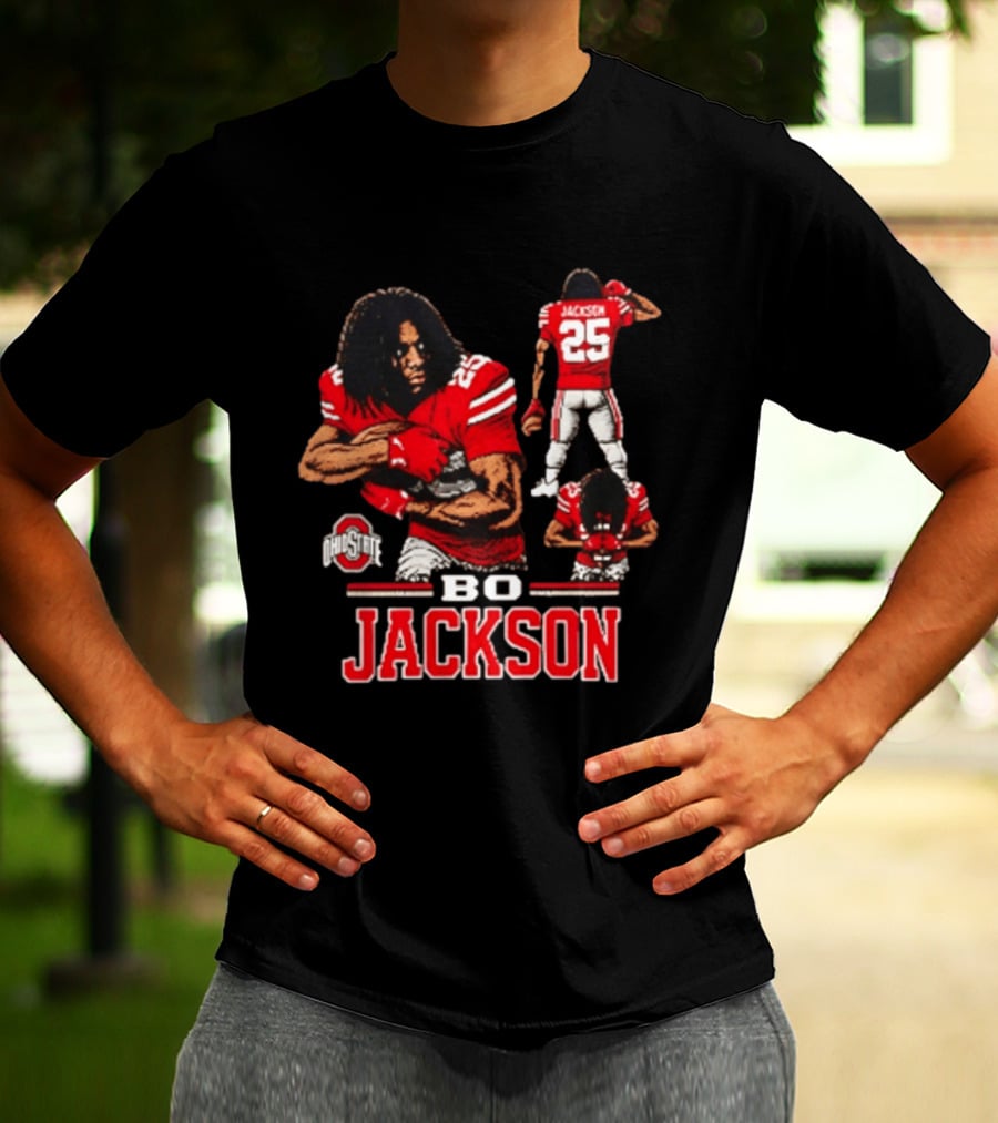 Ohio State Buckeyes Bo Jackson Football Player 25 Red Jersey T-Shirt