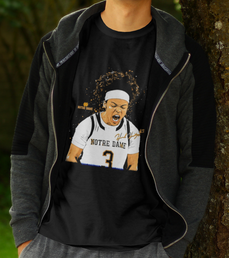 Notre Dame Basketball Hannah Hidalgo Caricature Number 3 NCAA Women's Player T-Shirt