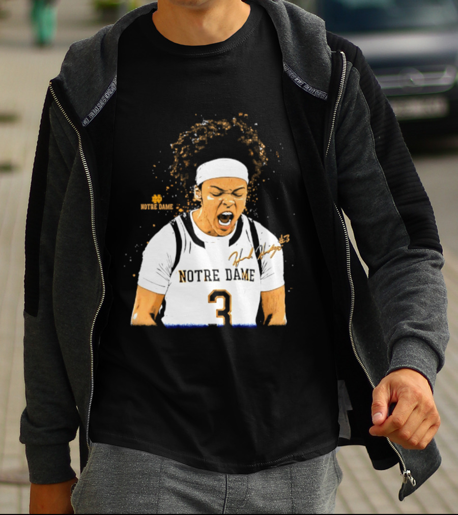 Notre Dame Basketball Hannah Hidalgo Caricature Number 3 NCAA Women's Player T-Shirt