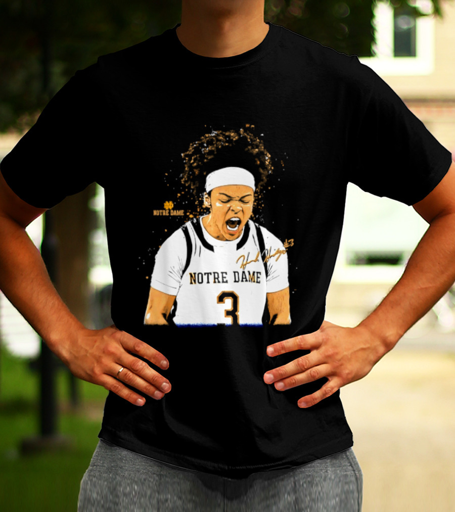 Notre Dame Basketball Hannah Hidalgo Caricature Number 3 NCAA Women's Player T-Shirt
