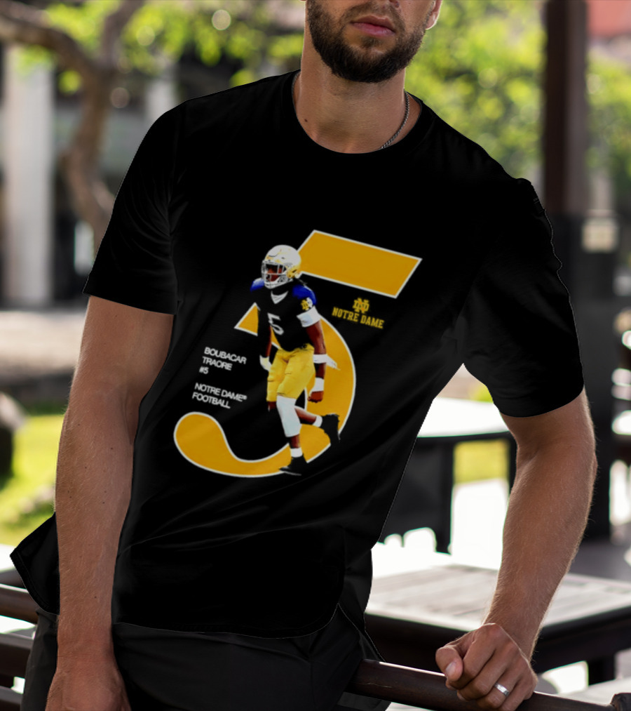 Boubacar Traore 5 Notre Dame Football Player NCAA Iconic Number T-Shirt
