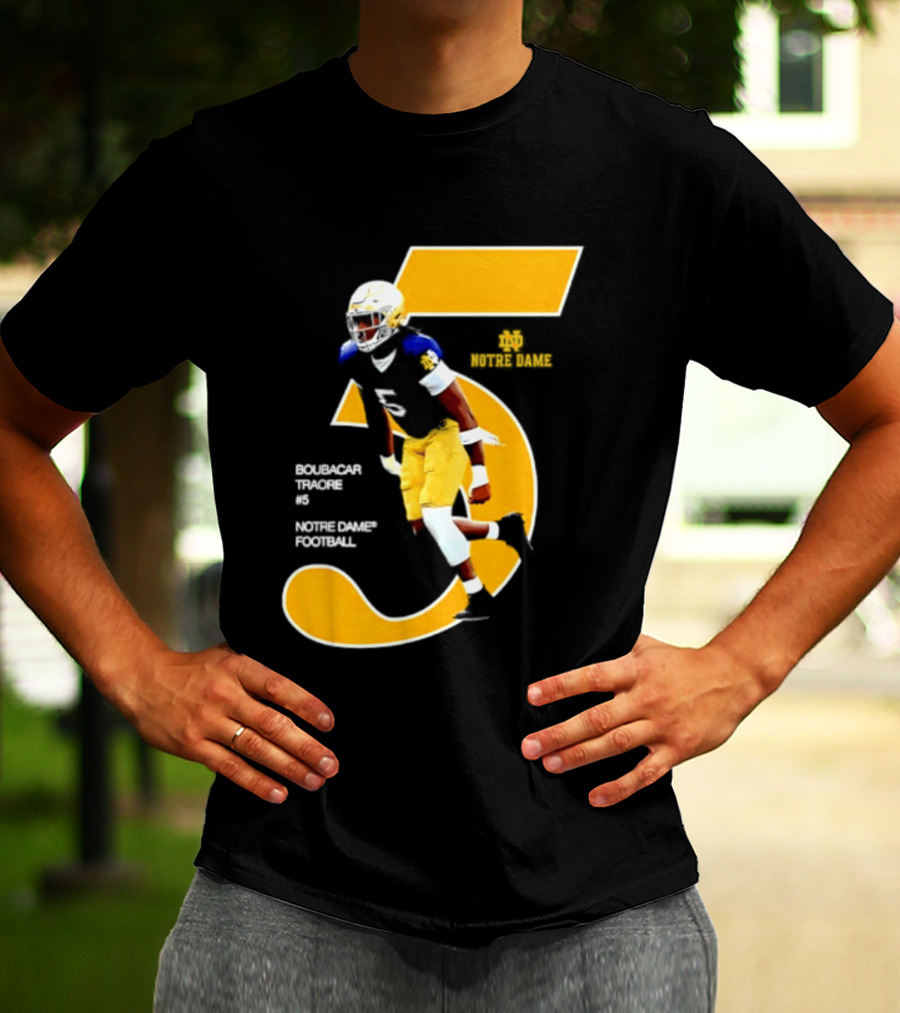 Boubacar Traore 5 Notre Dame Football Player NCAA Iconic Number T-Shirt