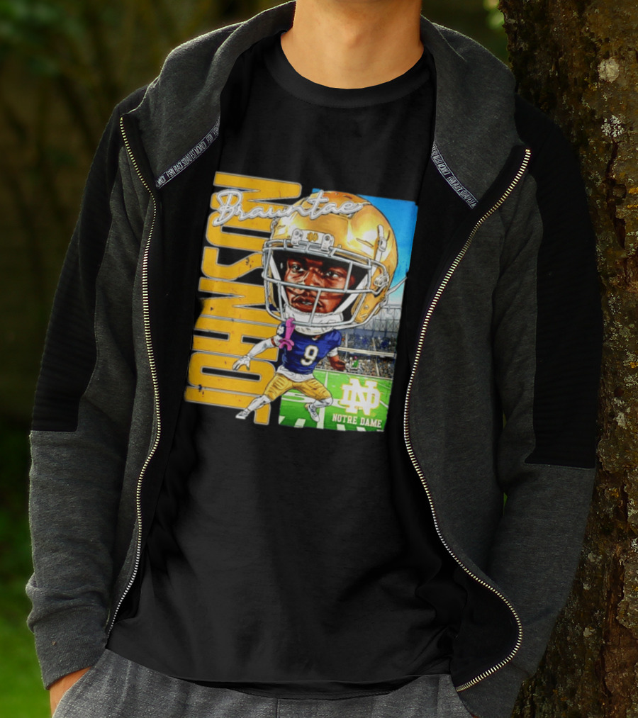 Notre Dame NCAA Football Brauntae Johnson 9 Caricature T-Shirt