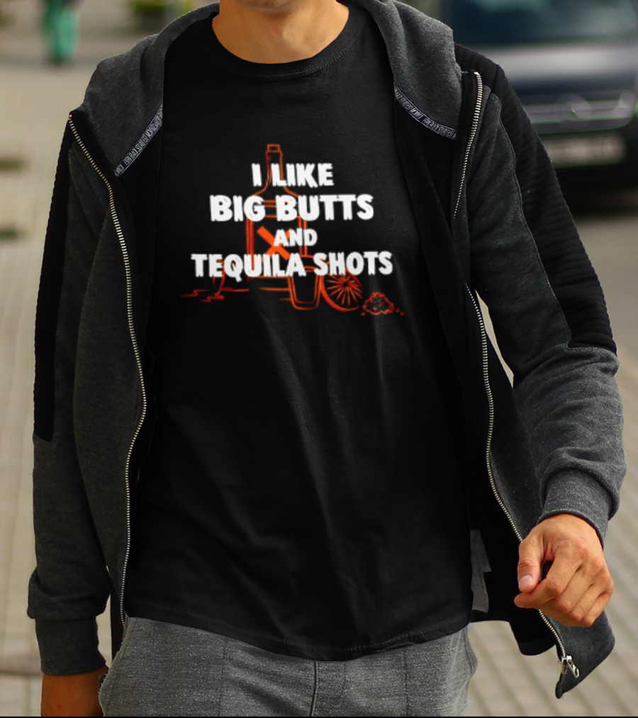 I Like Big Butts And Tequila Shots Badass Mexicans Bottle And Sombrero T-Shirt