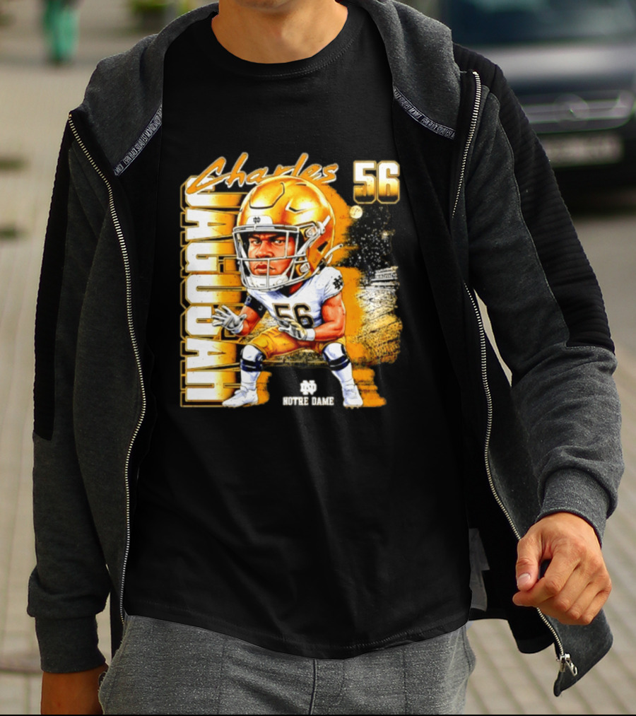 Charles Jagusah 56 Notre Dame Player NCAA Football Caricature T-Shirt
