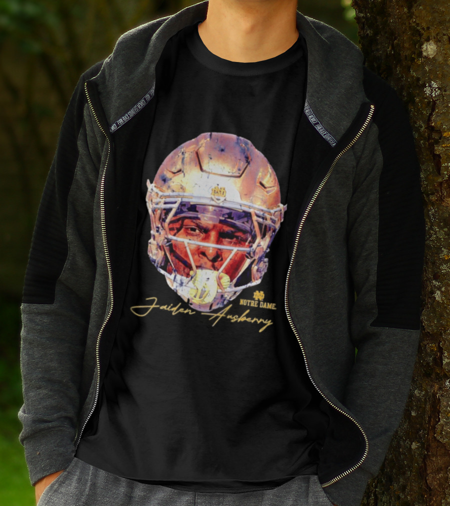 Notre Dame NCAA Football Helmet Jaiden Ausberry Swag Head T-Shirt