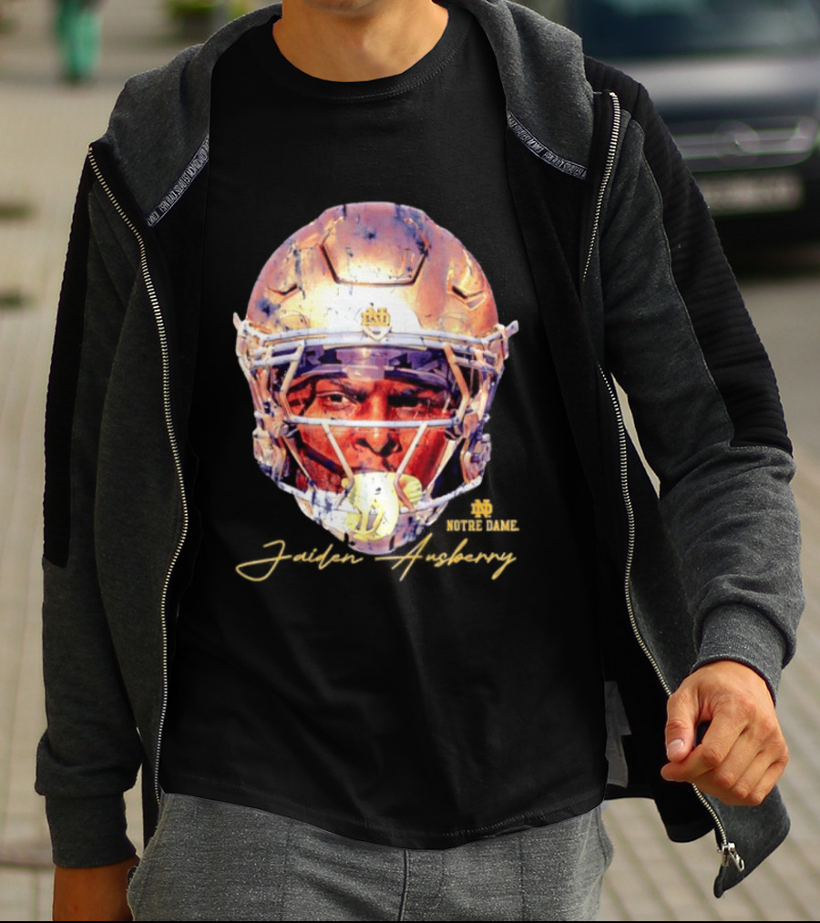 Notre Dame NCAA Football Helmet Jaiden Ausberry Swag Head T-Shirt