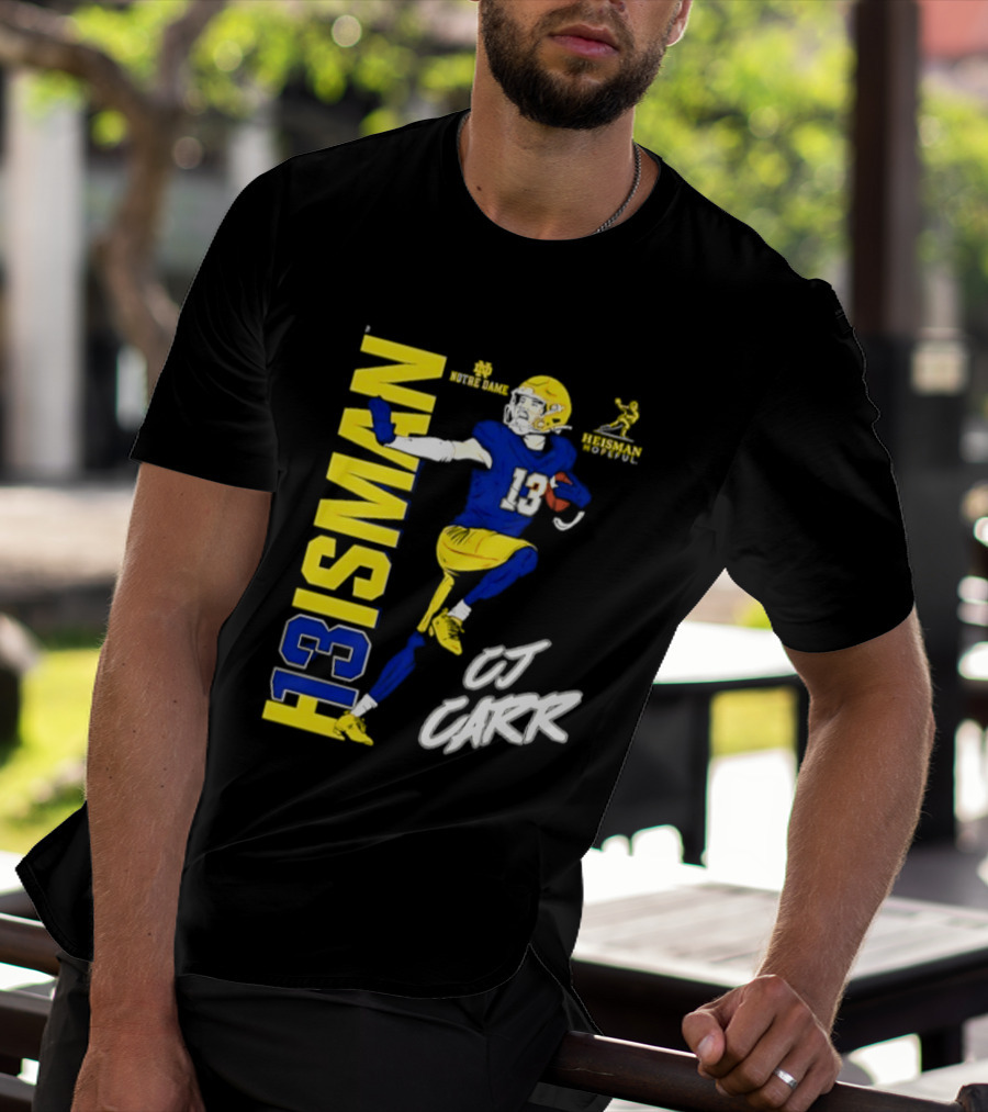 Notre Dame Football CJ Carr Heisman 13 NCAA T-Shirt