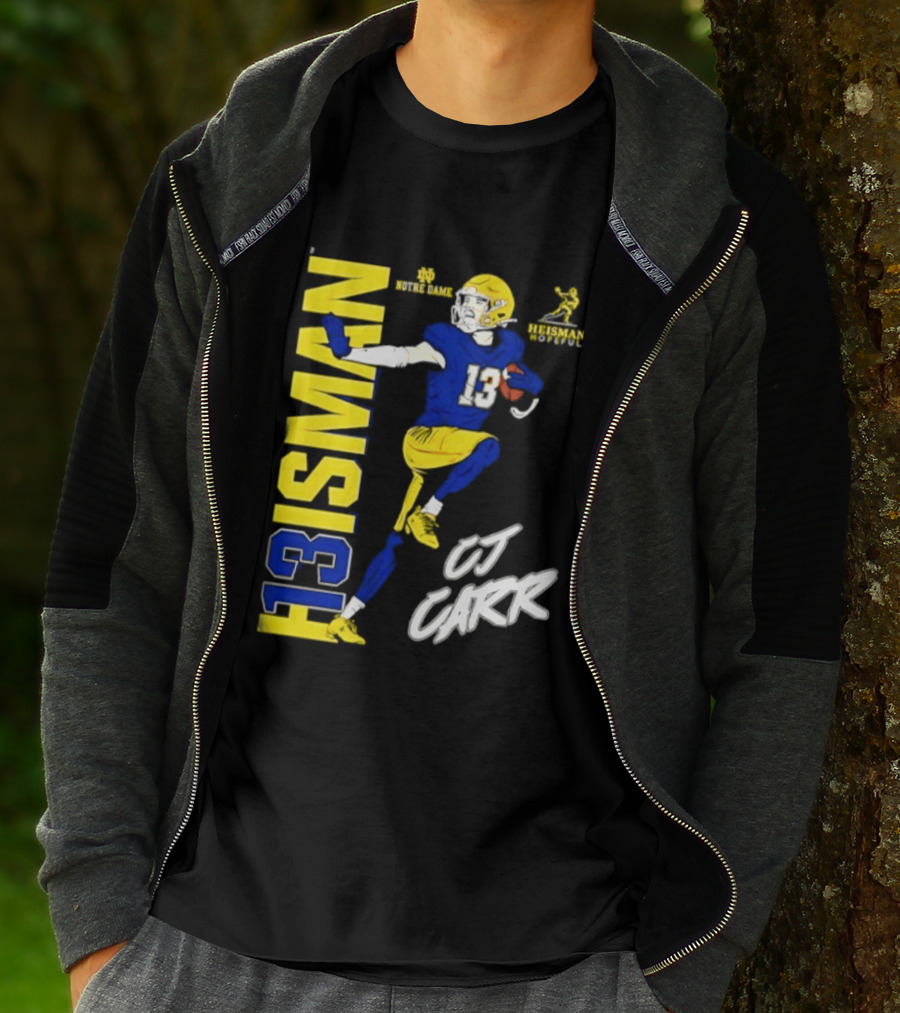 Notre Dame Football CJ Carr Heisman 13 NCAA T-Shirt