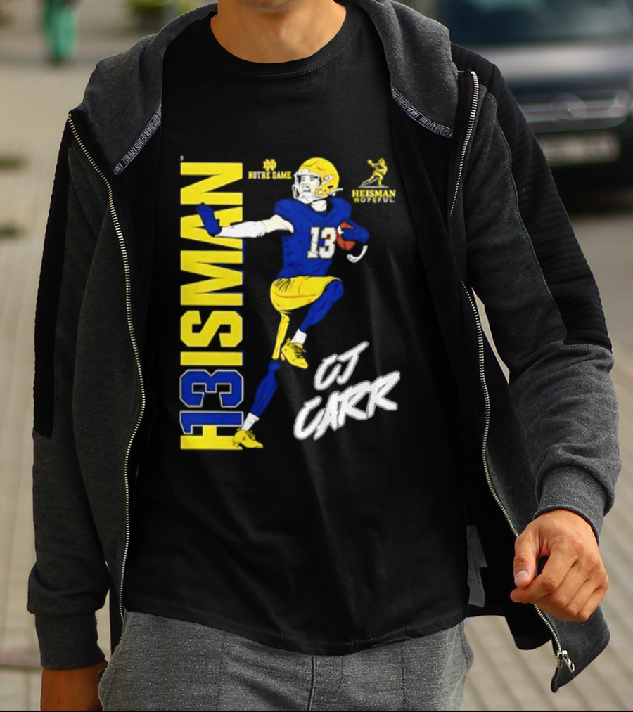 Notre Dame Football CJ Carr Heisman 13 NCAA T-Shirt