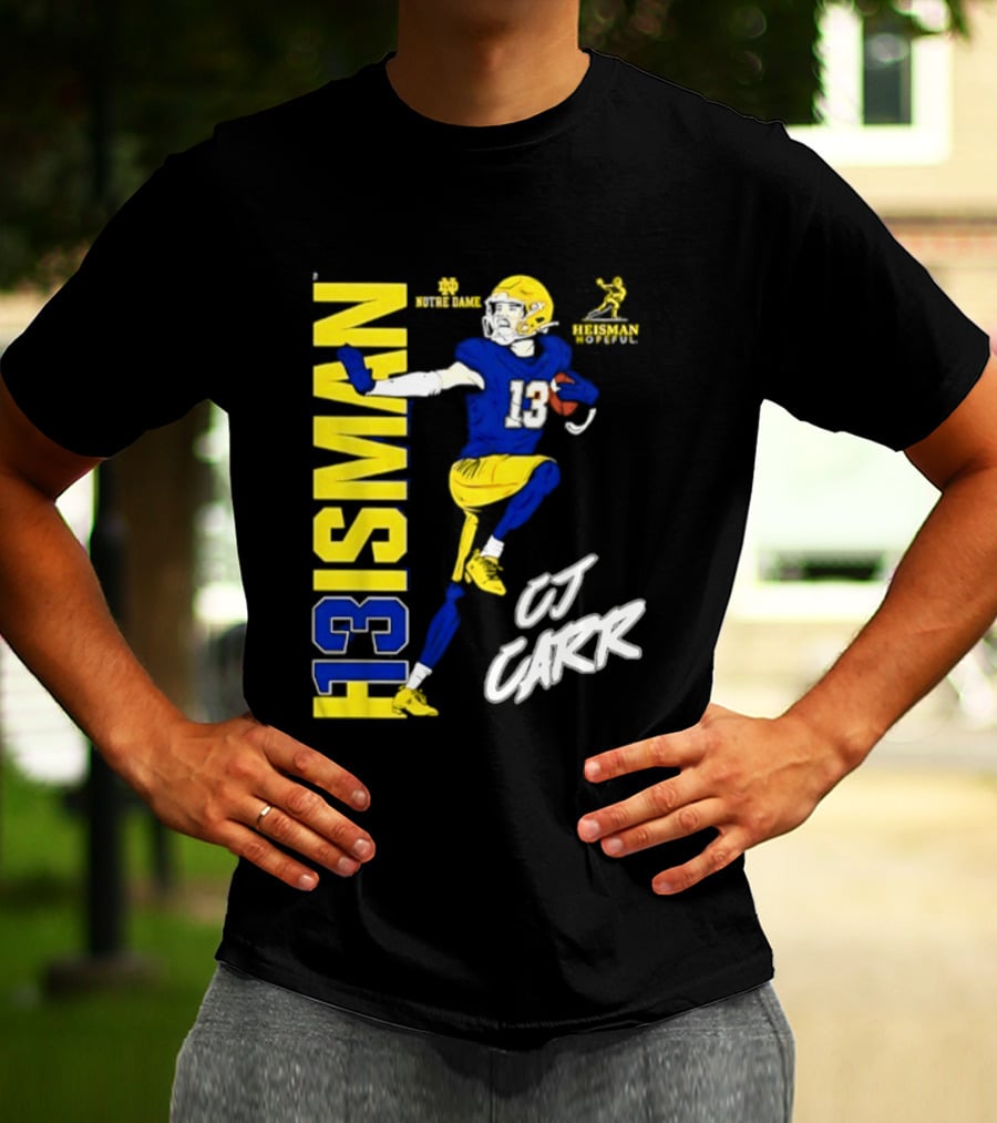 Notre Dame Football CJ Carr Heisman 13 NCAA T-Shirt