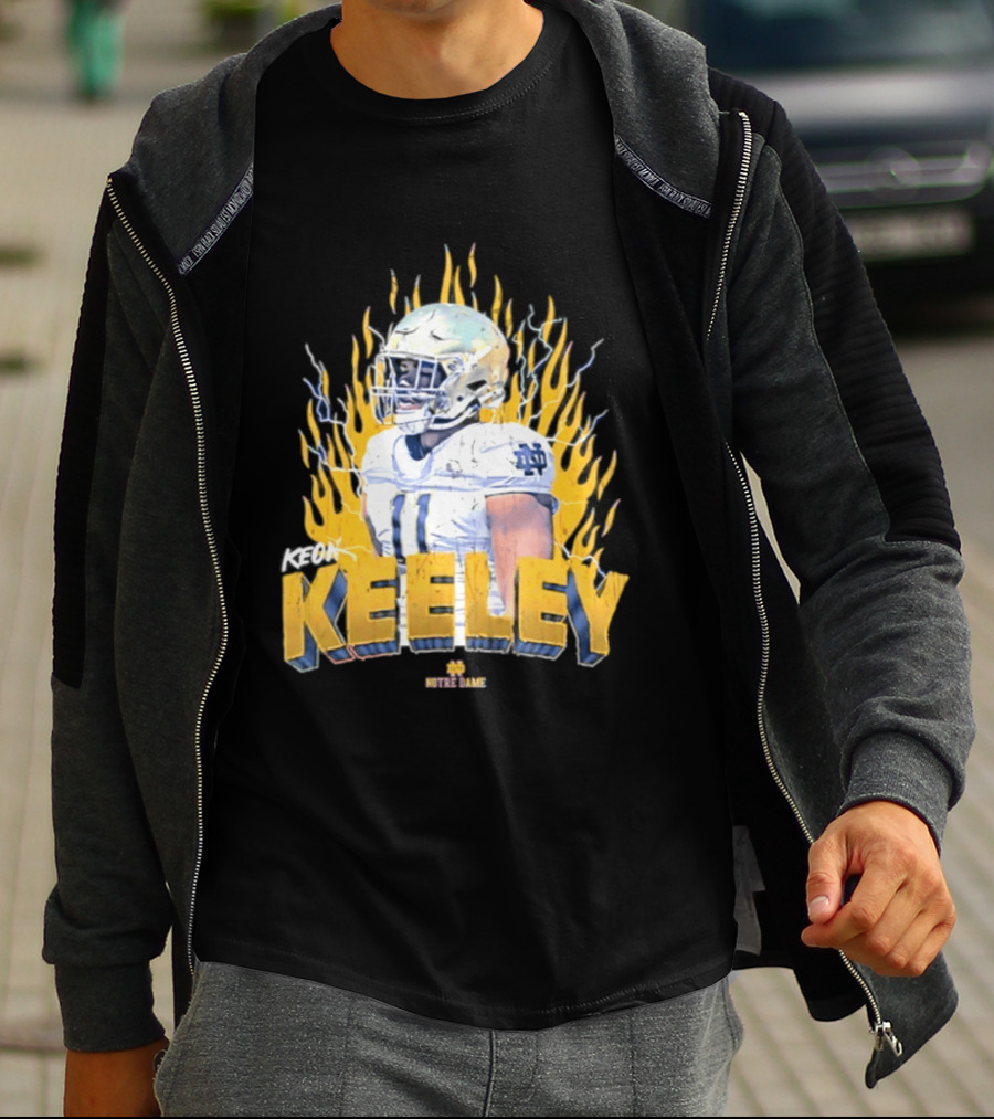 Notre Dame Football Keeley 11 NCAA Player Name Flame Burst T-Shirt