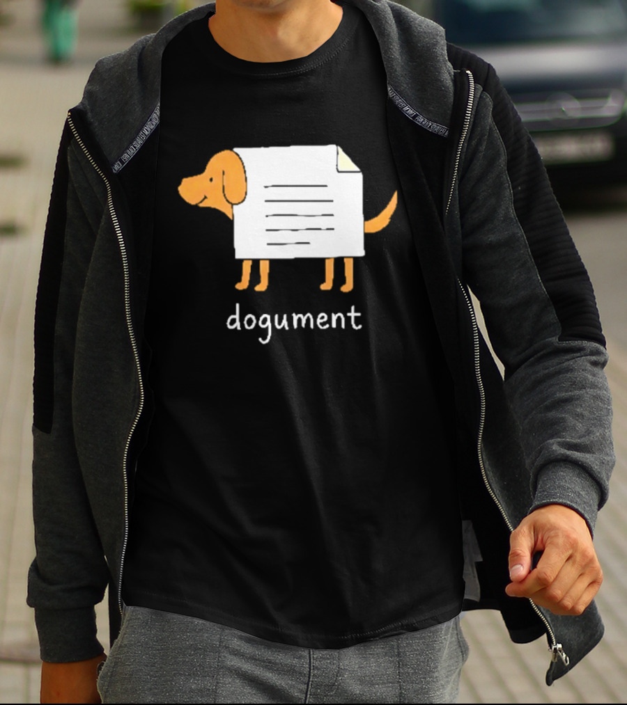 Dogument Pun Dog Document Office Humor T-Shirt