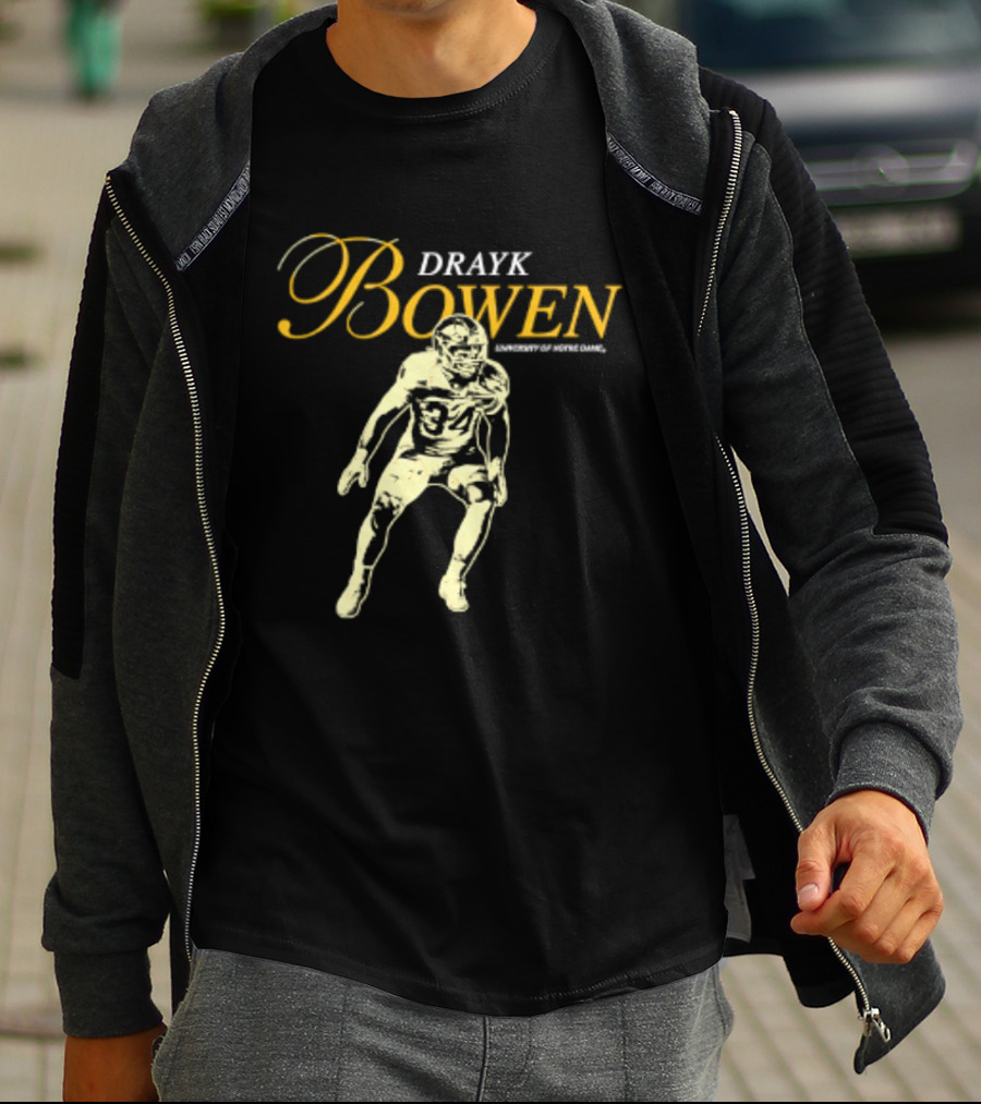 Drayk Bowen 34 Notre Dame NCAA Football Player T-Shirt