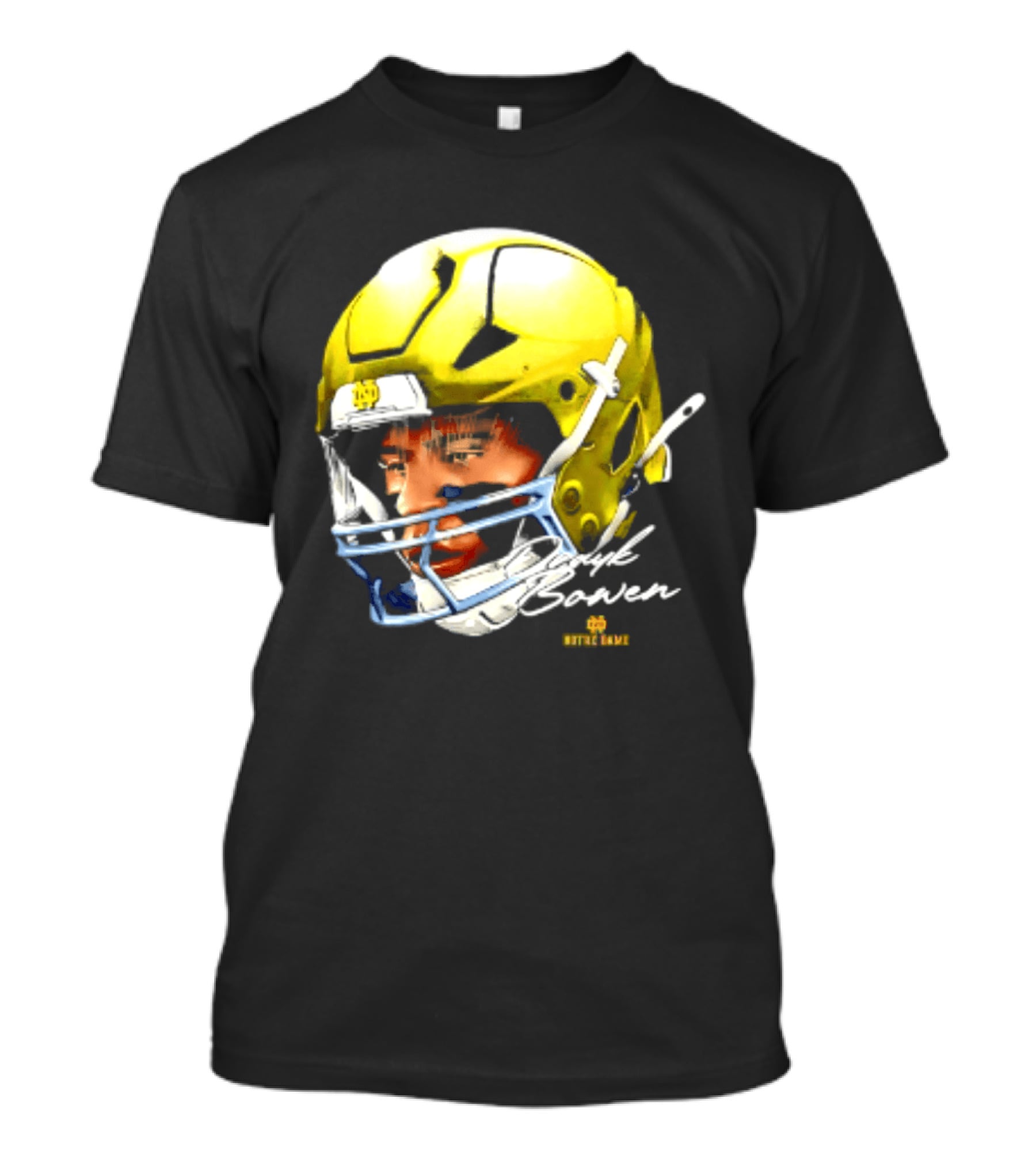 Notre Dame Drayk Bowen NCAA Football Headgear Fan Gear T-Shirt