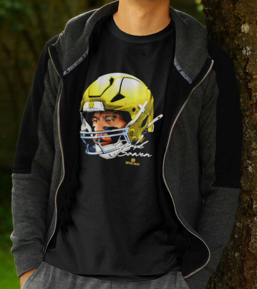 Notre Dame Drayk Bowen NCAA Football Headgear Fan Gear T-Shirt