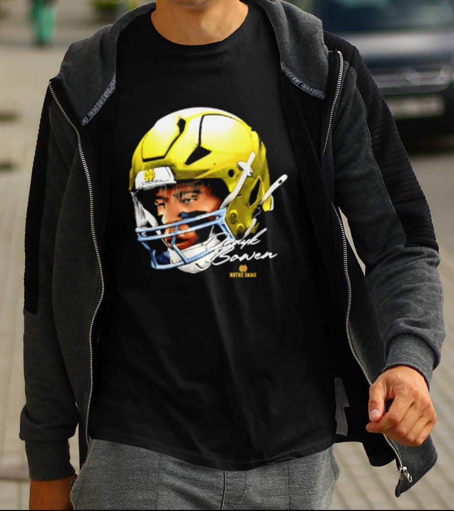 Notre Dame Drayk Bowen NCAA Football Headgear Fan Gear T-Shirt