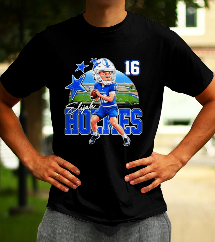 Elijah Holmes 16 Buffalo Bulls NCAA Football Caricature T-Shirt