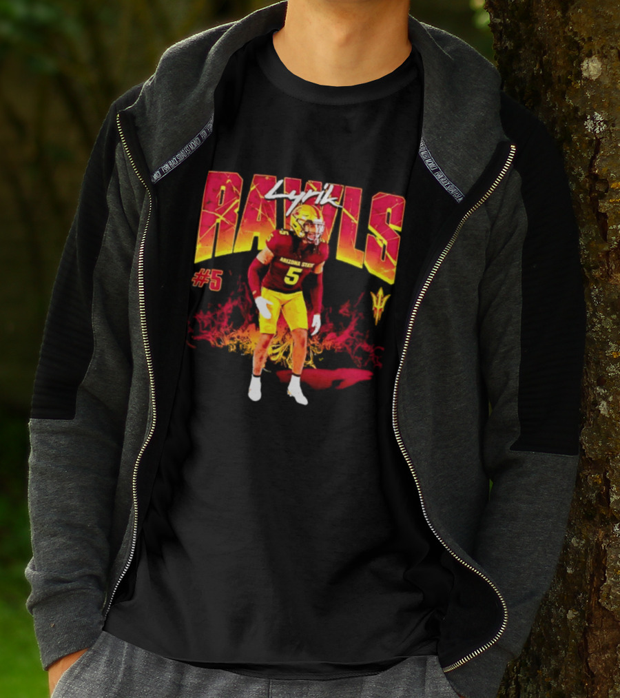 Lyrik Rawls #5 Arizona State Football Player Graphic With Sun Devils T-Shirt