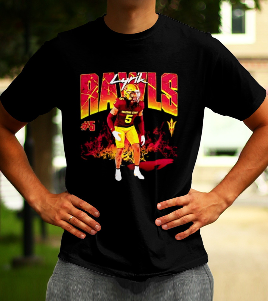 Lyrik Rawls #5 Arizona State Football Player Graphic With Sun Devils T-Shirt
