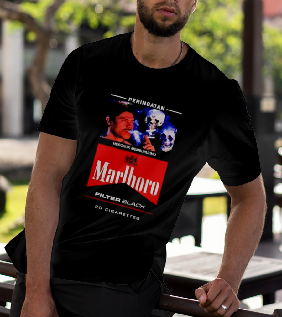 Marlboro Filter Black Peringatan Merokok Membunuhmu 50 Cigarettes T-Shirt