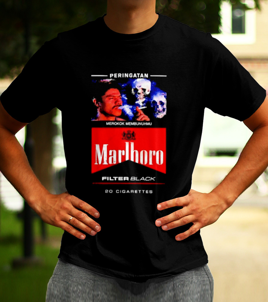 Marlboro Filter Black Peringatan Merokok Membunuhmu 50 Cigarettes T-Shirt