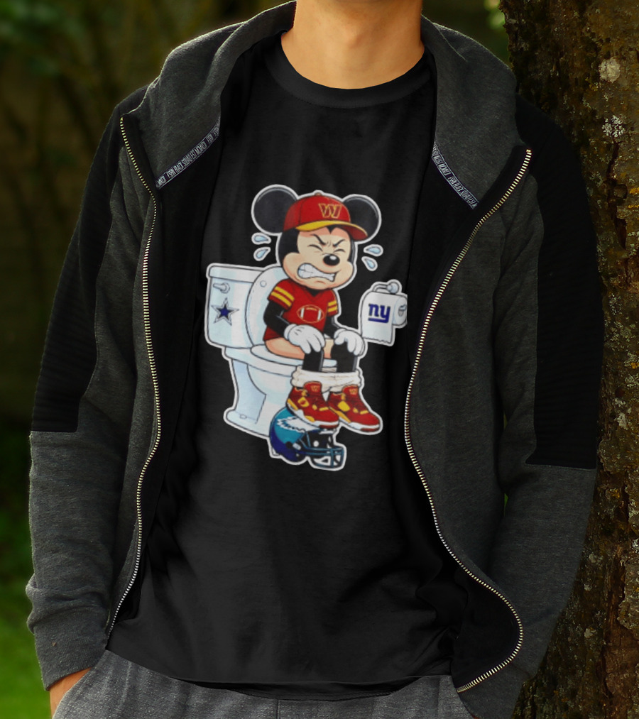Mickey Toilet Washington W Frustrated Cowboys Giants Eagles Football Rivalry T-Shirt