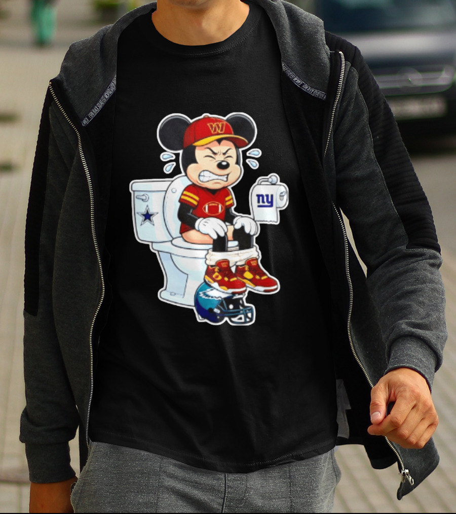 Mickey Toilet Washington W Frustrated Cowboys Giants Eagles Football Rivalry T-Shirt