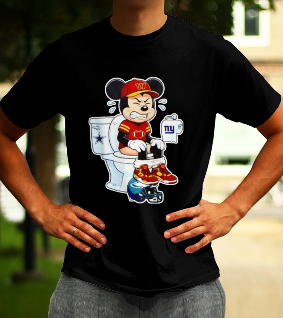 Mickey Toilet Washington W Frustrated Cowboys Giants Eagles Football Rivalry T-Shirt