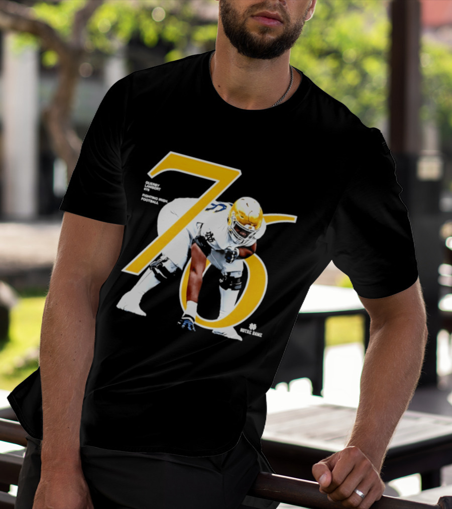 Notre Dame Football Player Number 76 Guerby Lambert NCAA T-Shirt