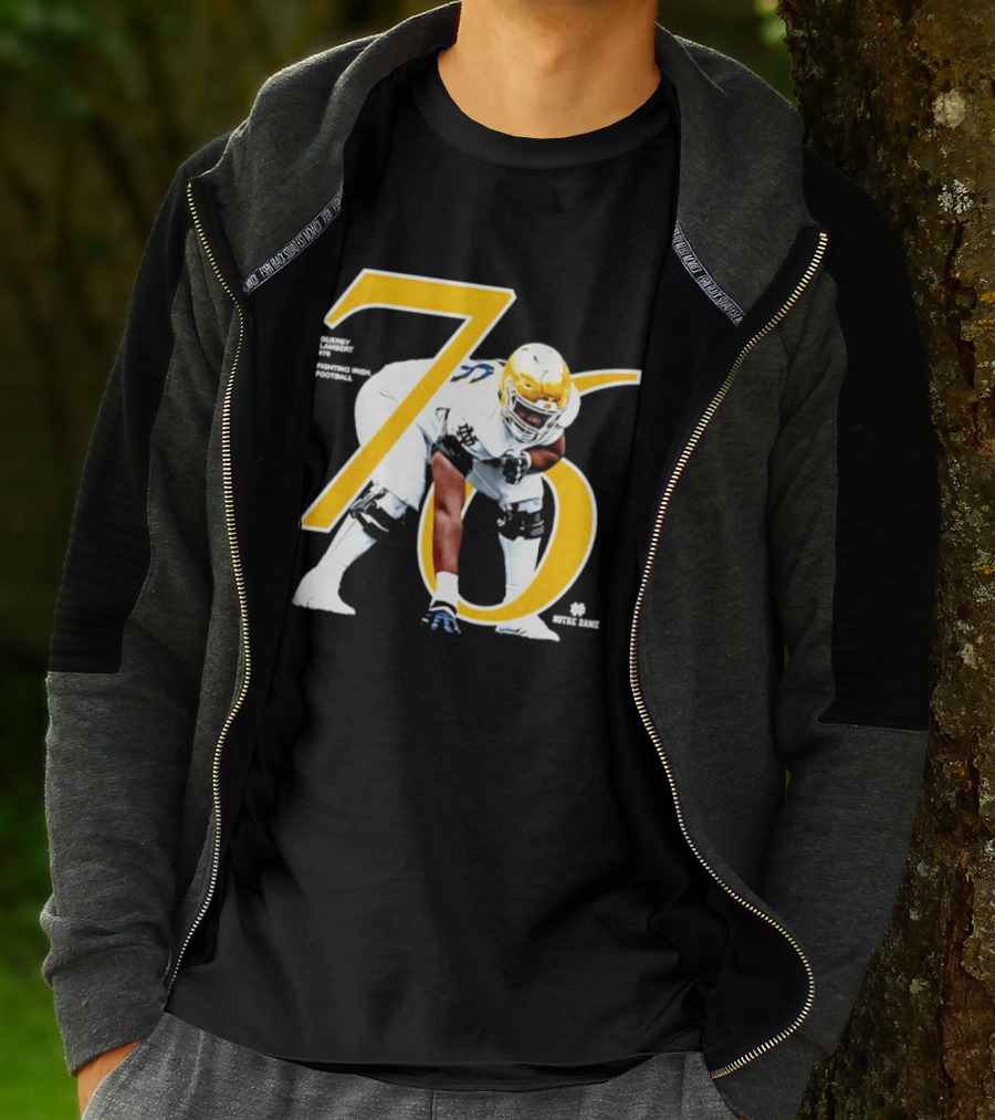Notre Dame Football Player Number 76 Guerby Lambert NCAA T-Shirt