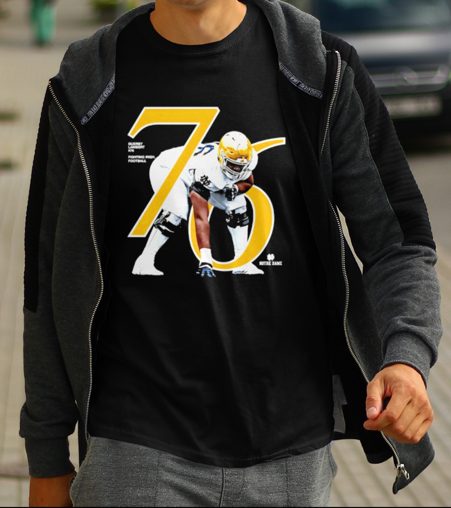 Notre Dame Football Player Number 76 Guerby Lambert NCAA T-Shirt