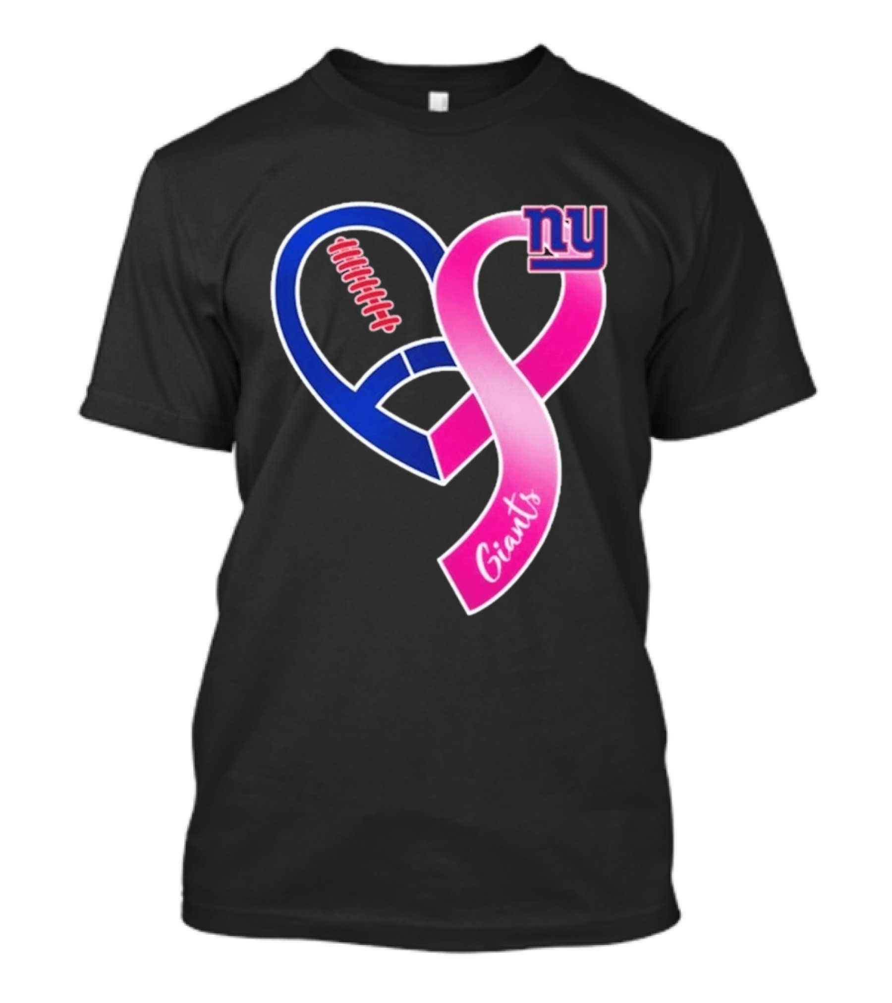 New York Giants Pink Heart Ribbon Breast Cancer Awareness 2026 T-Shirt
