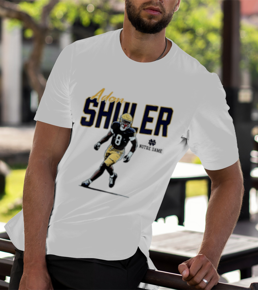 Adon Shuler 8 Notre Dame NCAA Football Caricature Player T-Shirt