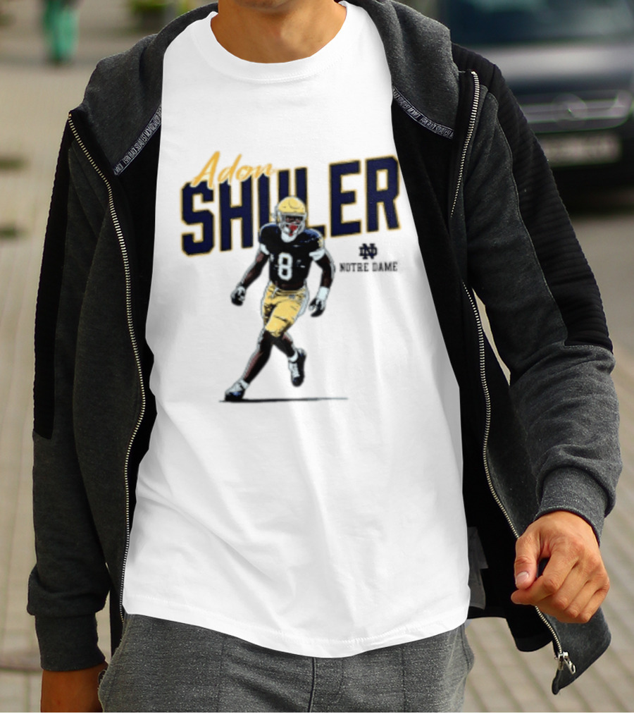 Adon Shuler 8 Notre Dame NCAA Football Caricature Player T-Shirt