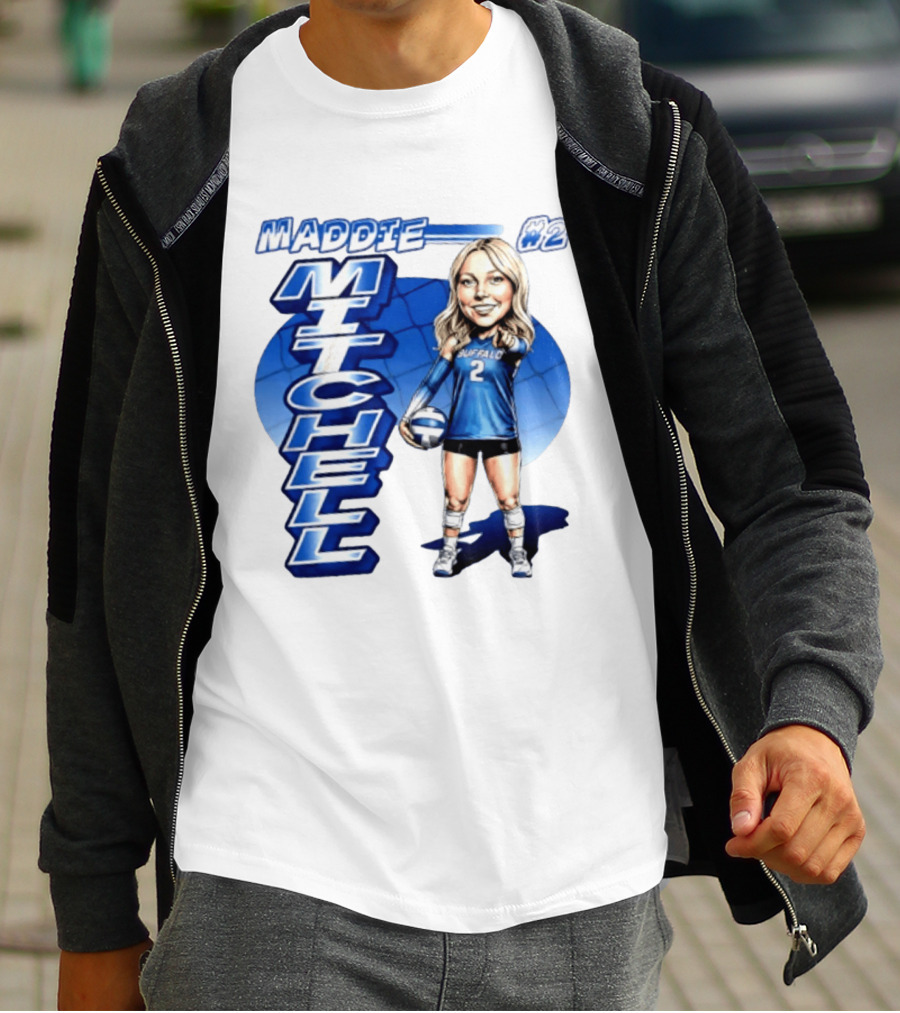 Maddie Mitchell #2 Buffalo Volleyball Caricature T-Shirt