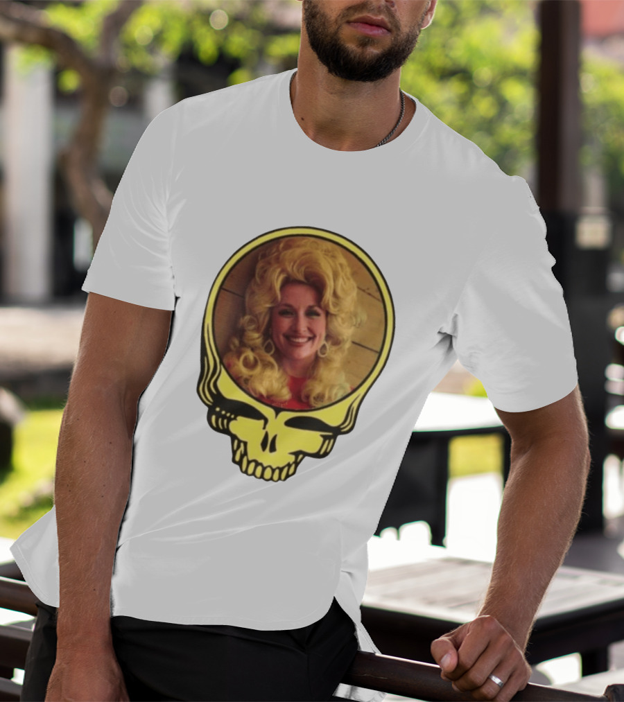 Dolly Parton Grateful Dead Skull Motif T-Shirt
