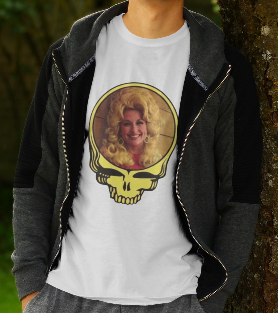 Dolly Parton Grateful Dead Skull Motif T-Shirt