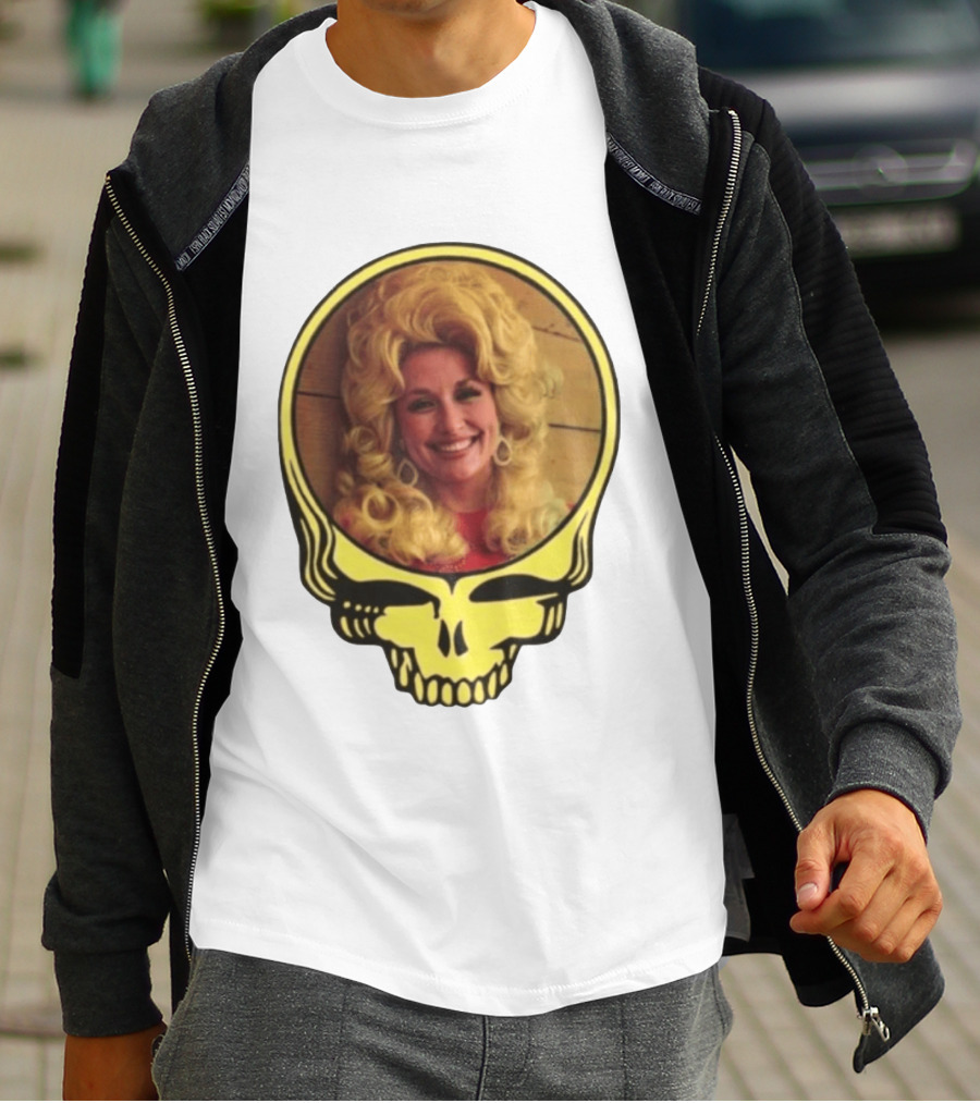 Dolly Parton Grateful Dead Skull Motif T-Shirt