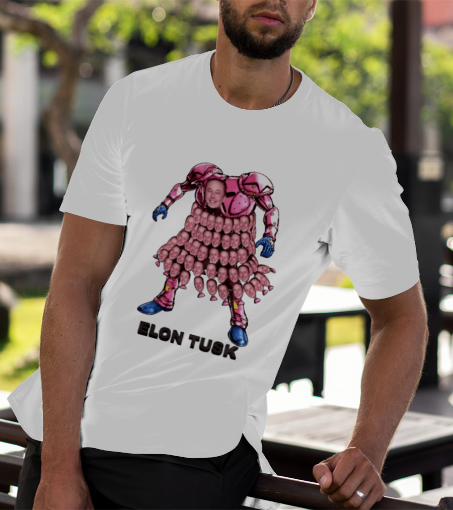 Elon Tusk Pink Armor Mosaic Elon Musk Faces T-Shirt