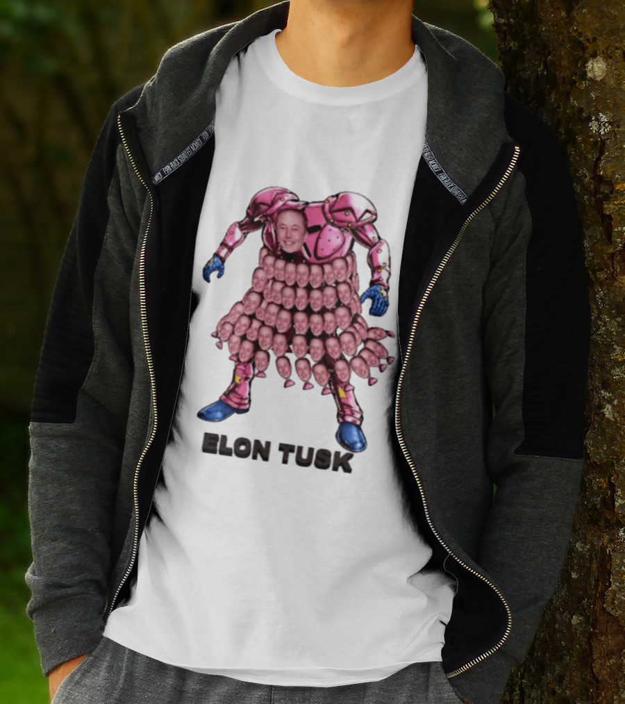 Elon Tusk Pink Armor Mosaic Elon Musk Faces T-Shirt