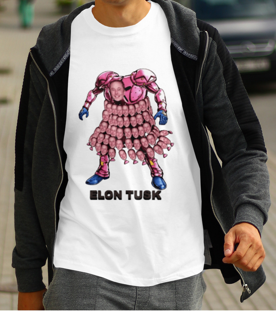 Elon Tusk Pink Armor Mosaic Elon Musk Faces T-Shirt
