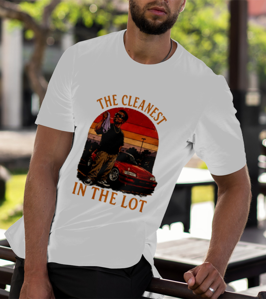 The Cleanest In The Lot Retro Car Enthusiast Sunset Scene T-Shirt
