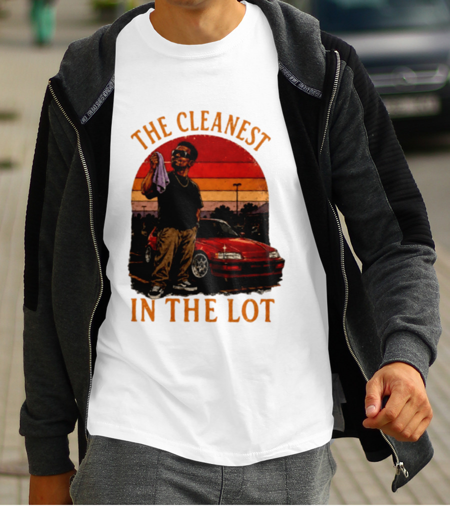 The Cleanest In The Lot Retro Car Enthusiast Sunset Scene T-Shirt