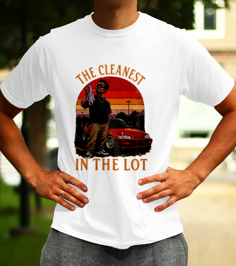 The Cleanest In The Lot Retro Car Enthusiast Sunset Scene T-Shirt