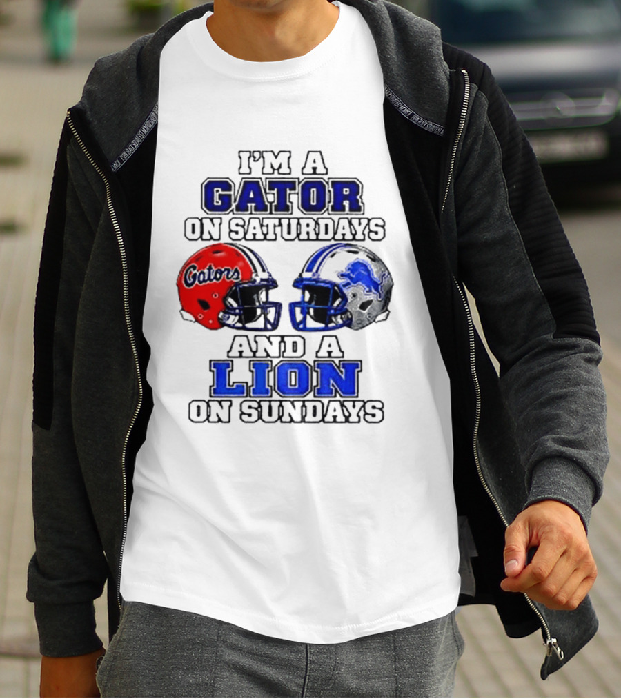 I'm A Gator On Saturdays And A Lion On Sundays Football Helmets T-Shirt