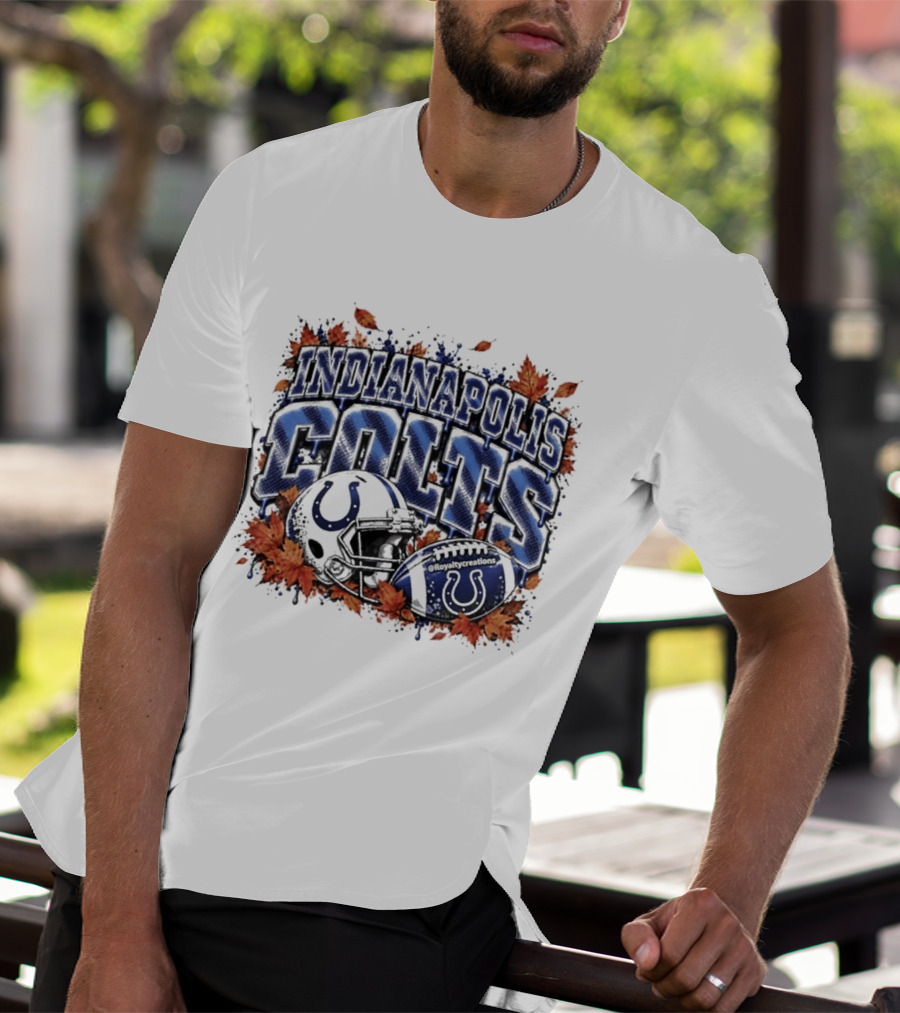 Indianapolis Colts Football Helmet Autumn Leaves 2026 T-Shirt