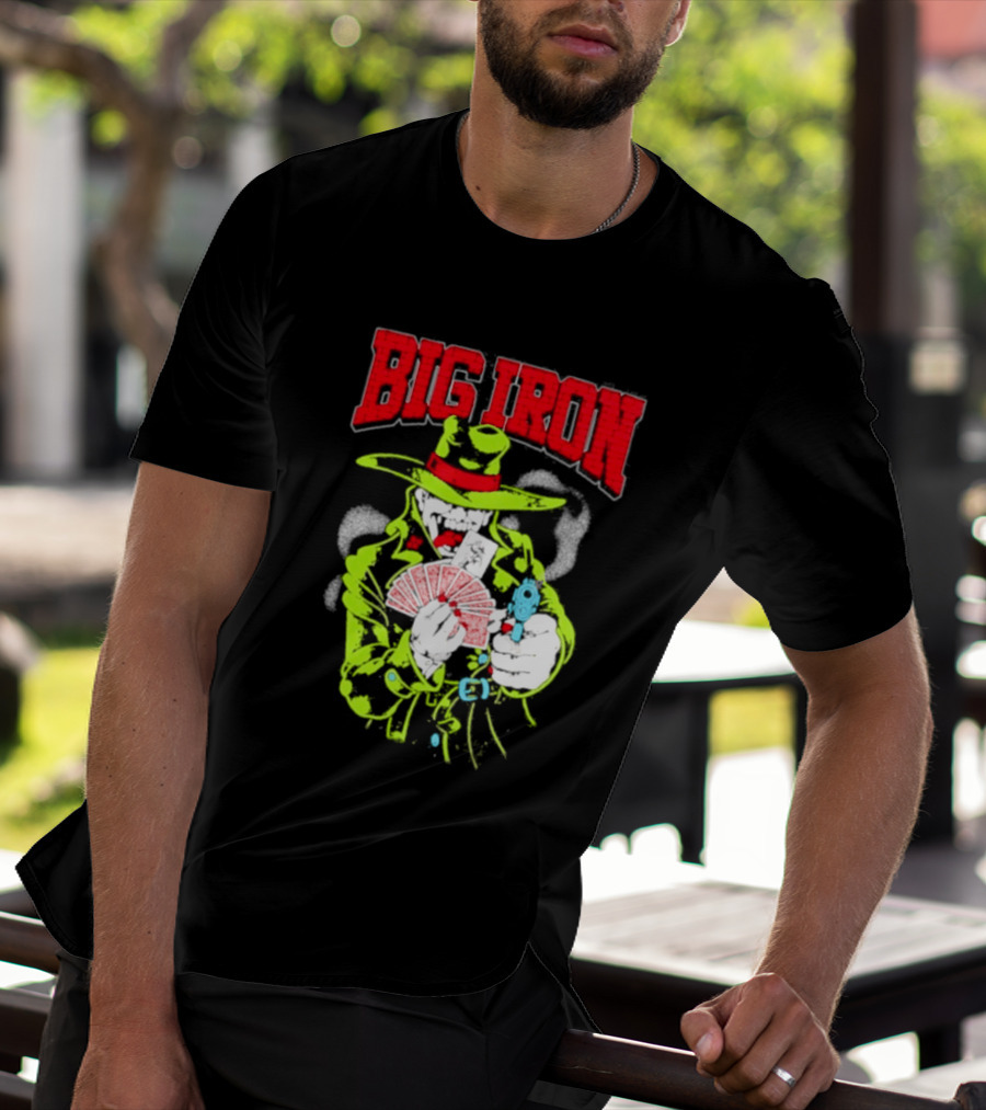 Big Iron Joker Cowboy Western Playing Cards T-Shirt