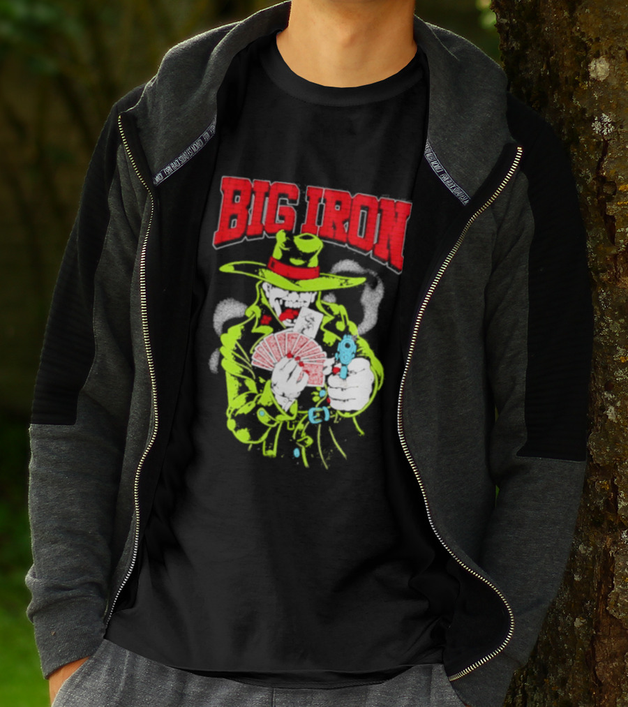 Big Iron Joker Cowboy Western Playing Cards T-Shirt