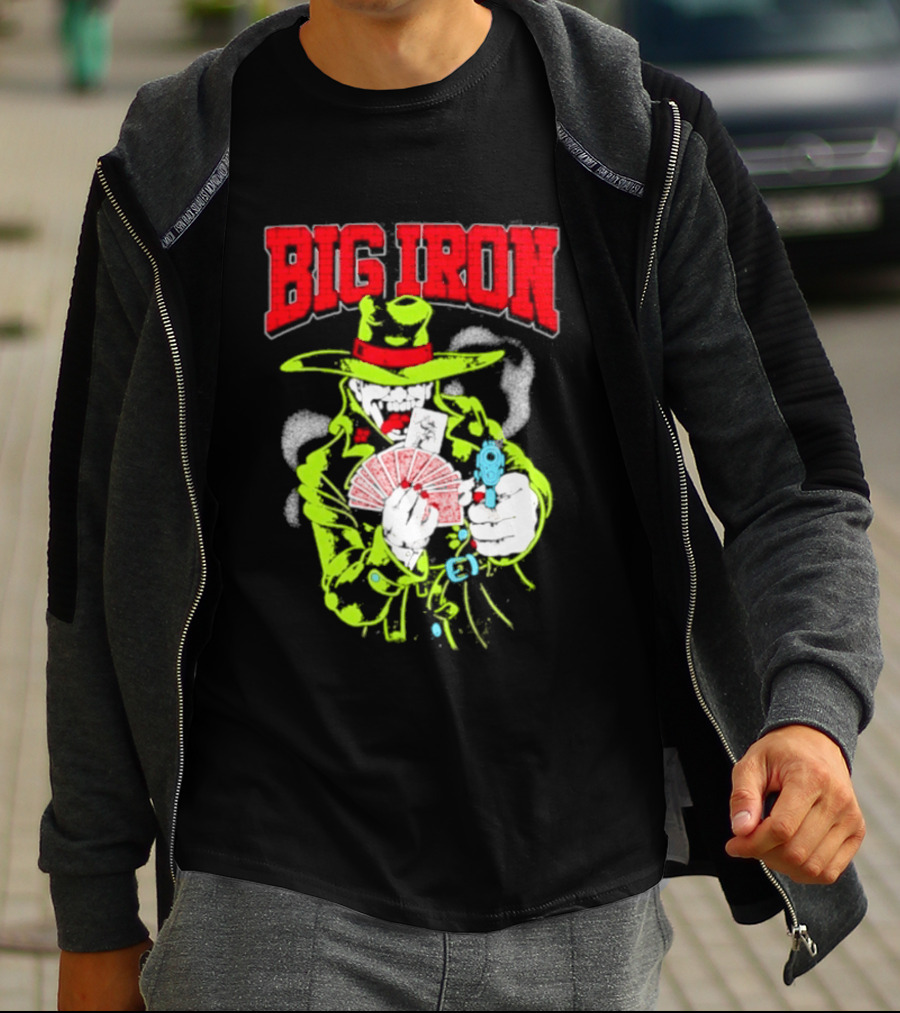 Big Iron Joker Cowboy Western Playing Cards T-Shirt